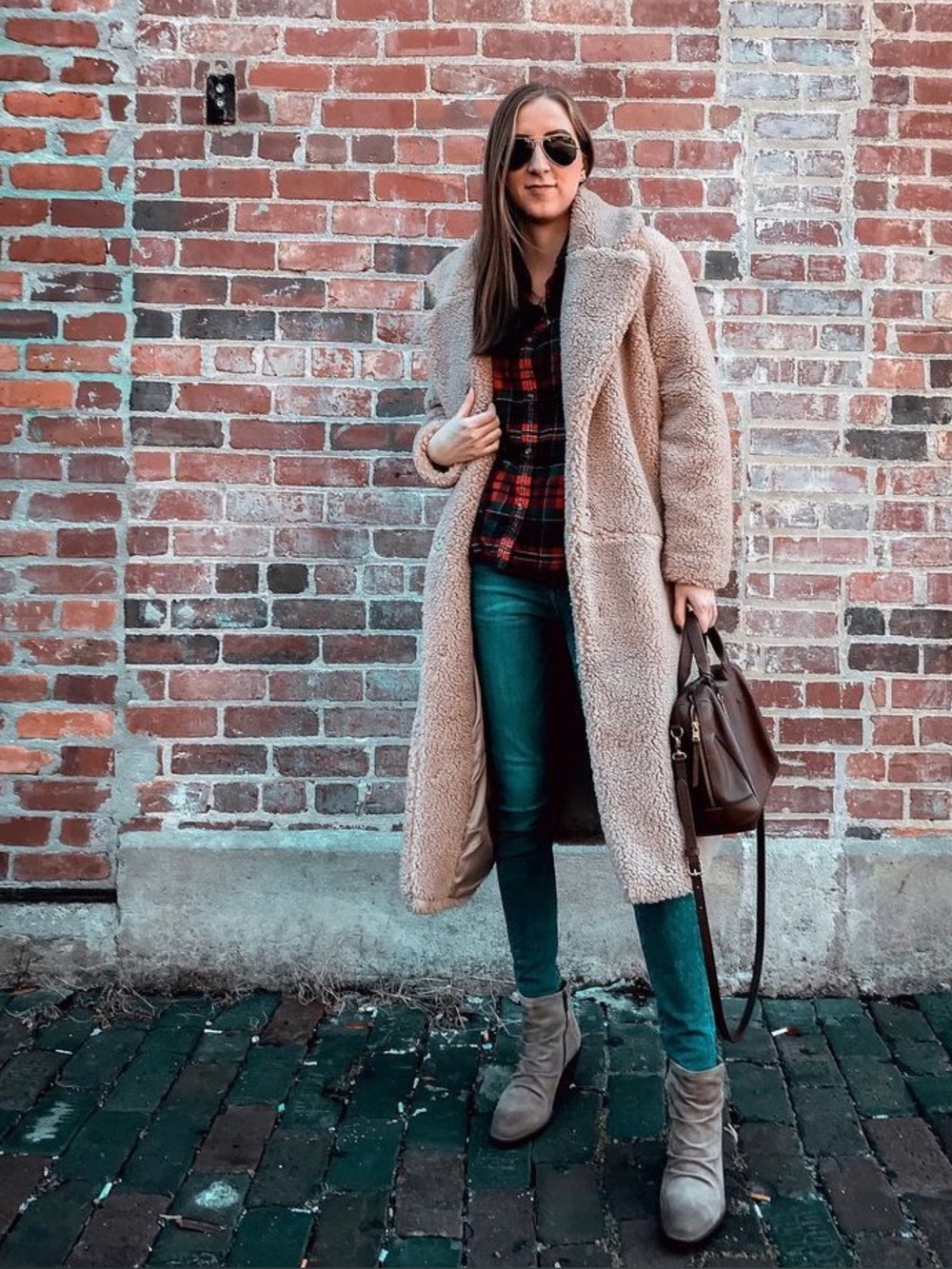 American Eagle trench long teddy fleece coat